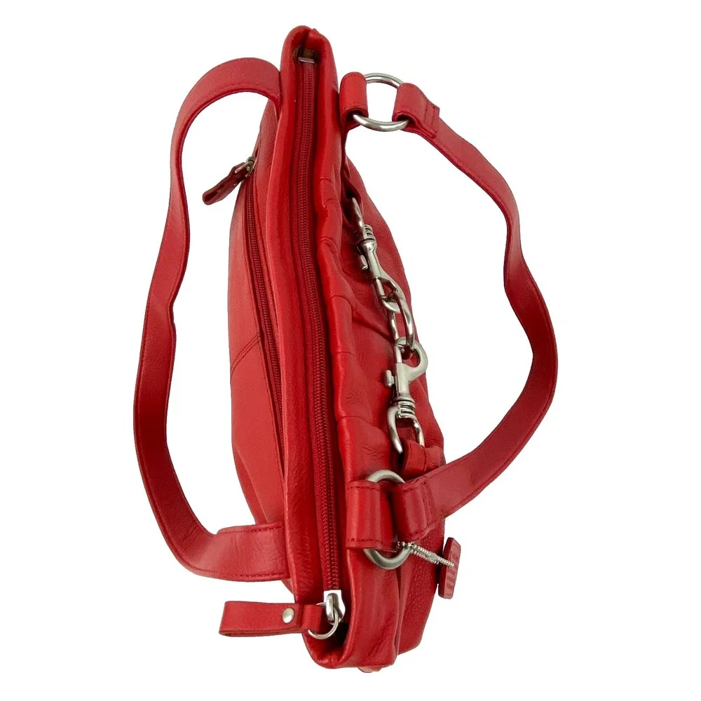St. John's Bay Genuine Leather Shoulder Bag Red Purse Handbag Satchel Hobo Fine!